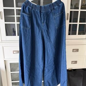 Wide Leg Blue Denim Jeans